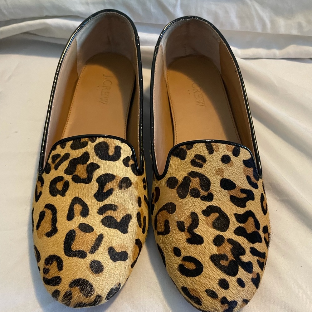 J.Crew Leopard Calf Hair Loafers